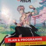 Couverture du plan et programme du salon Made In Asia 2023 à Bruxelles Expo avec une illustration inspirée des mangas